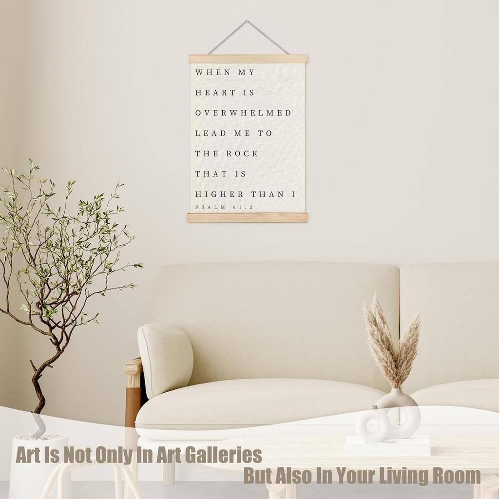 WUCHJ Psalm 61:2 Christian Wall Art Poster, pirational Christian Wall Decor, When My Heart is Overwhelmed Bible Verses Canvas Prints Artwork for Home
