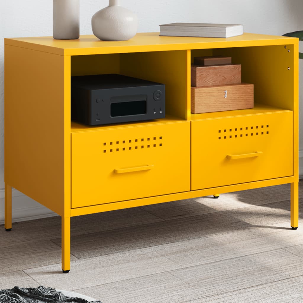 TV Stand Mustard Yellow 68 X 39 X 50.5 Cm Steel