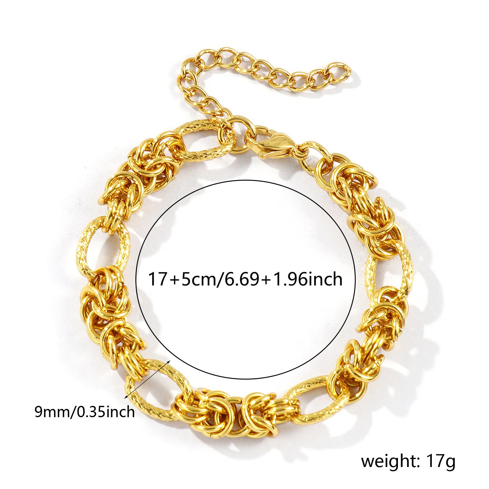 

1 Piece Exquisite 18K Gold Plated 304 Stainless Steel Handmade Link Chain Bracelets For Women Gift 17cm(6.7 ) long