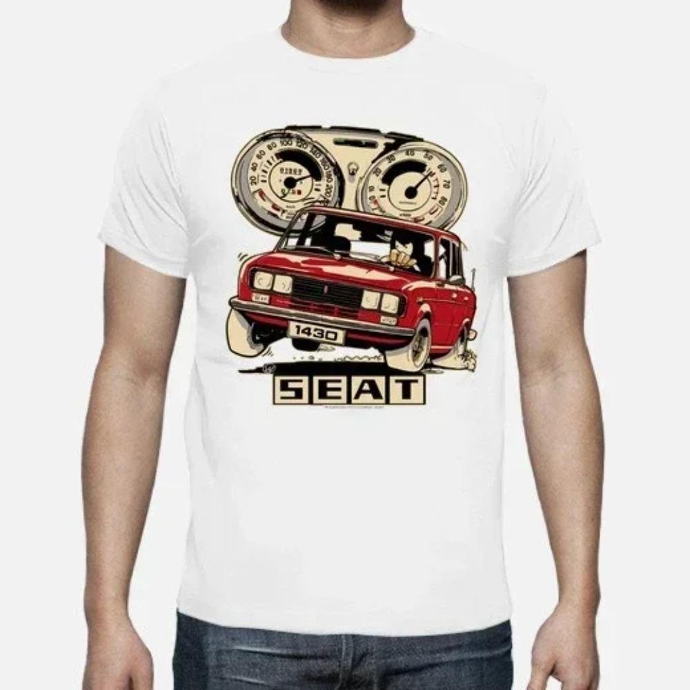 Heißer Verkauf Klassisches Spanisches S E A T 1430 Cartoon Auto T-Shirt. Neues Kurzarm-T-Shirt mit Rundhalsausschnitt aus 100 % Baumwolle Lässiger Trend Herrenmode