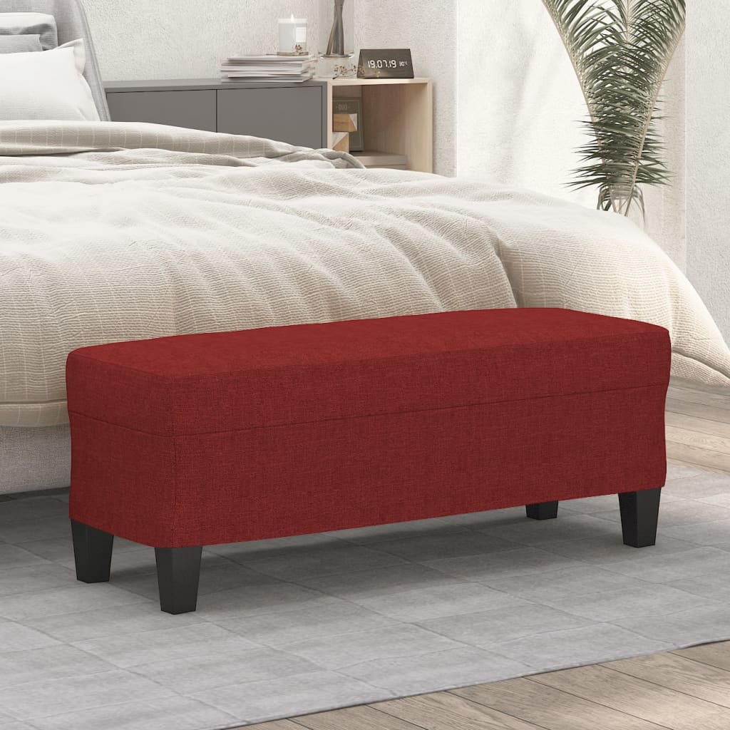 Red Wine Colored Bench 100 x 35 x 41 cm Fabric