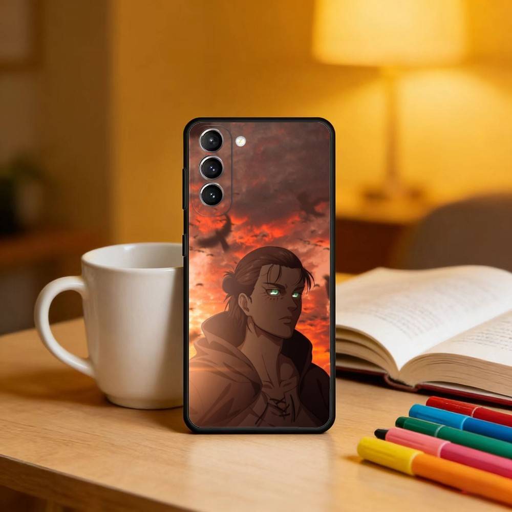 

E-Eren Y-Yeager T-Titans Phone Case For Samsung S25,24,23,22,30,21,10,9,Ultra,Plus,Lite,FE,4,5 G Soft Black Case Samsung S21 s305G