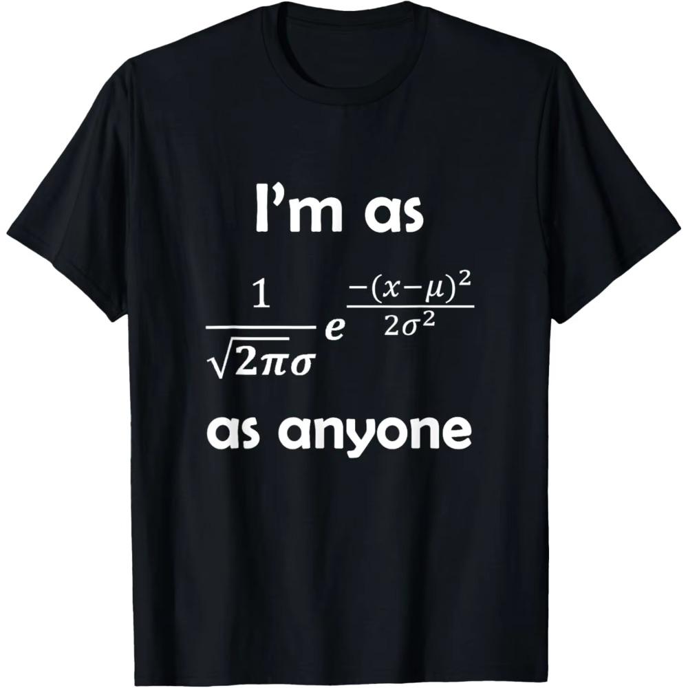 Statistics Normal Distribution Bell Curve Formula Mathematical Pun Pattern Print Tshirt Men Womens Short Sleeve TShirts