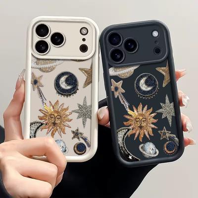 Vintage Celestial Jewelry Protective Case For iPhone 17 16 E 15 14 13 12 11 Pro Max 8 Plus X Diamond Shell with Camera Shield