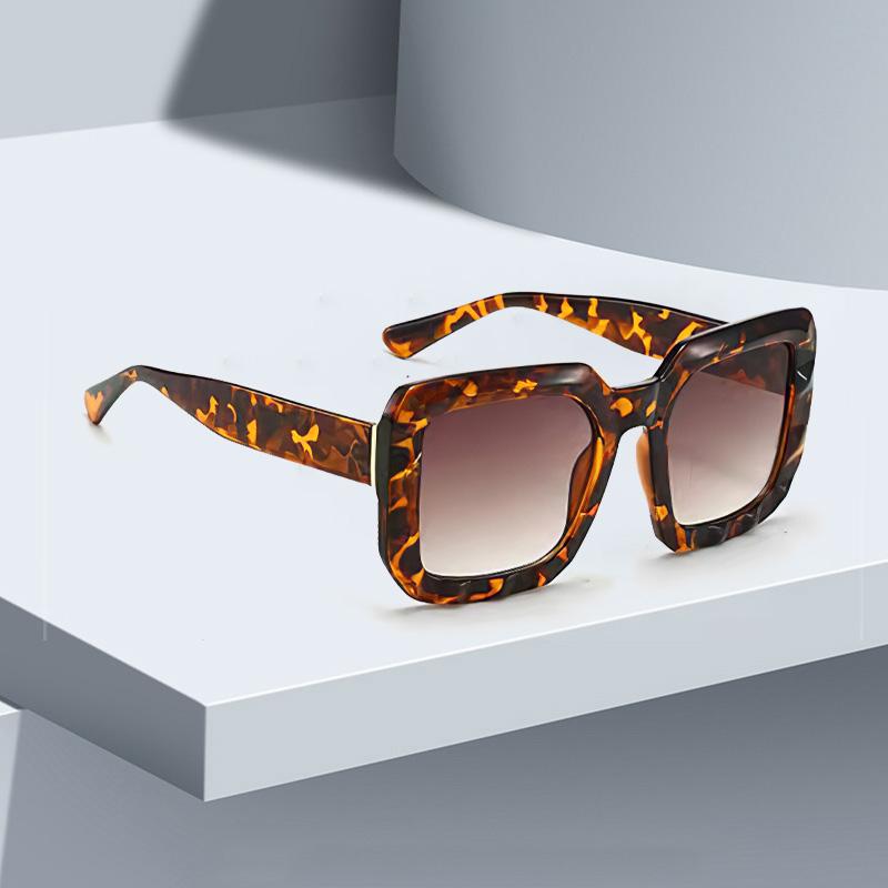 Vintage Women Sunglasses Fashion Square Gradient Lens Brown Black Contrast Design Sun Glasses UV Protection