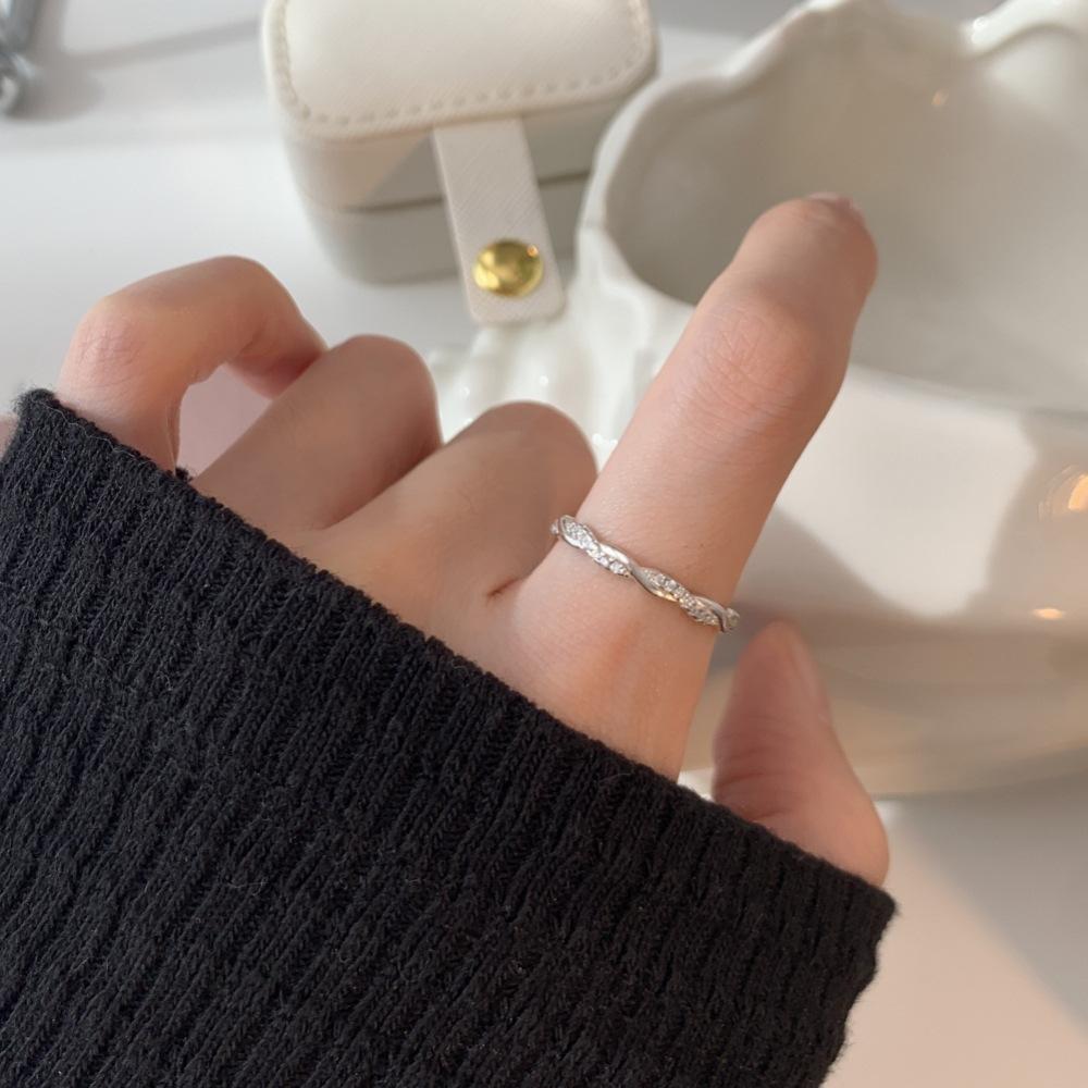 Over 120 Styles Korean style zircon diamond ring women's 925 sterling silver spring and summer niche light luxury high-end index finger ring open ring