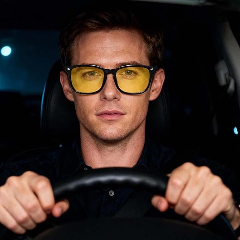 Night Driving Glasses for Men and Women - Polarized Night Vision Glasses, Anti-Glare Night Driving Glasses, Yellow Lenses