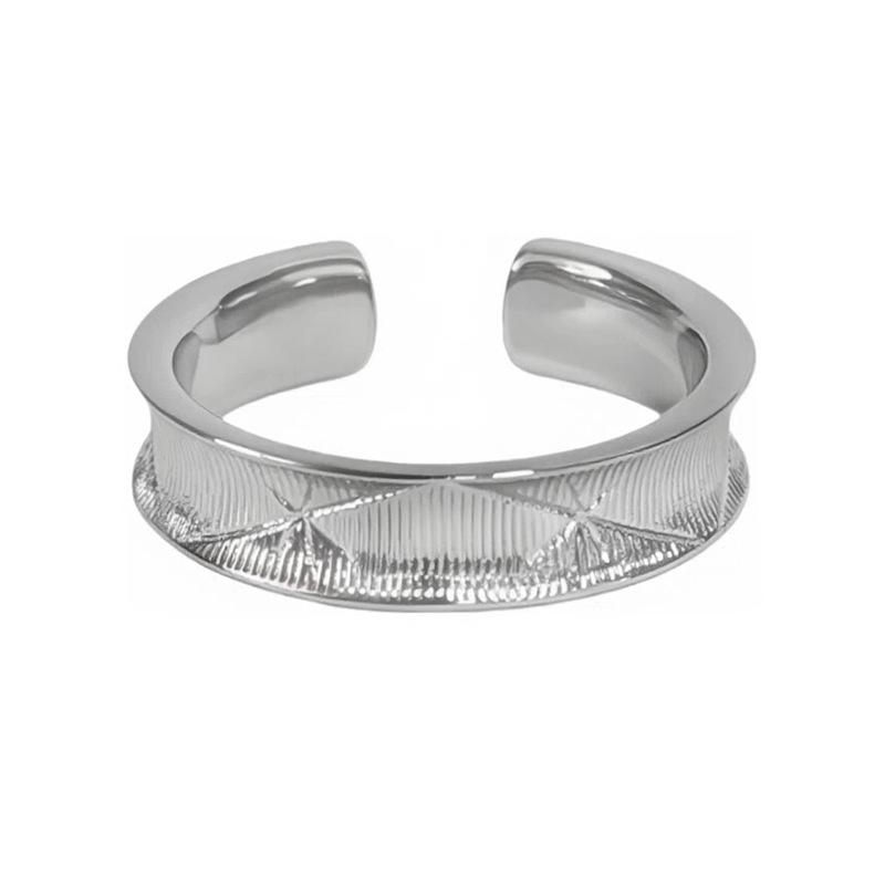 French Personalized Plain Ring Brushed Tetragonal Open Ring, Women'S Exquisite Niche Design, Advanced Sense Stacked Index Finger Ring