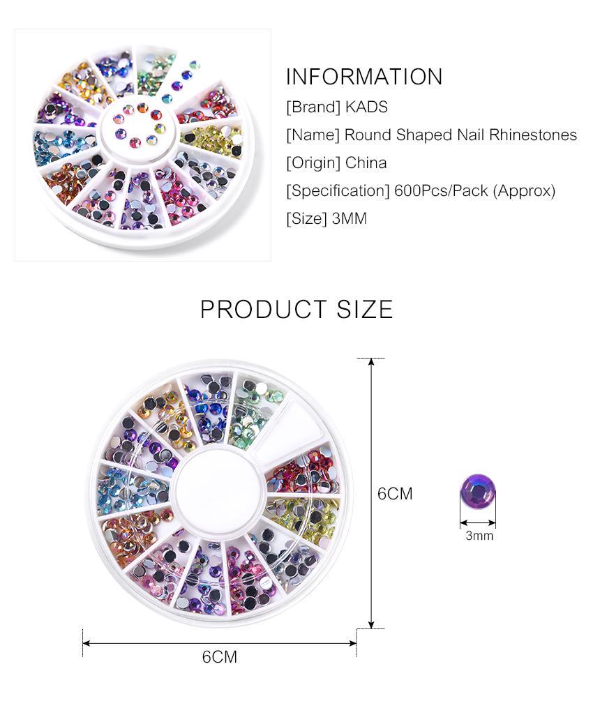 kads AB 3*3mm Nail Rhinestones Nail Art Decorations Nails Accessories Tool Supplies Rhinestone Nails Art Stones Jewelry
