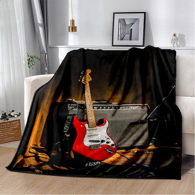 29 Stil Neu Fender Retro Gitarre Instrumente Musik Logo Decke, Weiche Überwurfdecke für Zuhause Schlafzimmer Bett Sofa Reise Picknickdecke