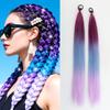 Synthetische Regenbogen Lametta Zöpfe Haarverlängerungen 26 Zoll Doppelte Pferdeschwänze Mädchen DIY Rave Party Ausgefallene Haaraccessoires