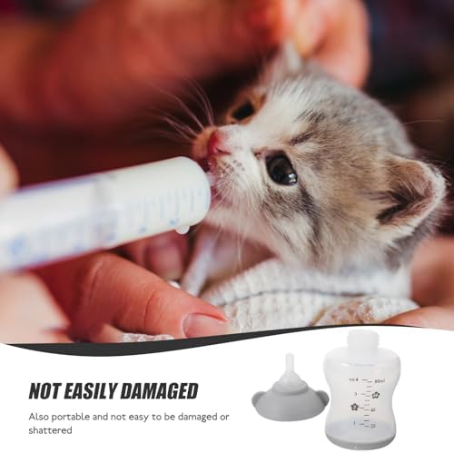 Warmhm Pet Nursing Bottle Set 80ml for Newborn Kittens Puppies Plastic Silicone Portable Controlled Feeding for Lambs Rabbits
