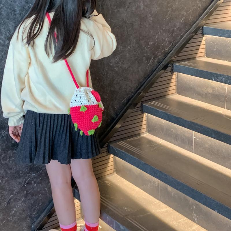 Charming Knitted Childrens Bag With Adorable Dragon Fruit Design For Boys Girls And