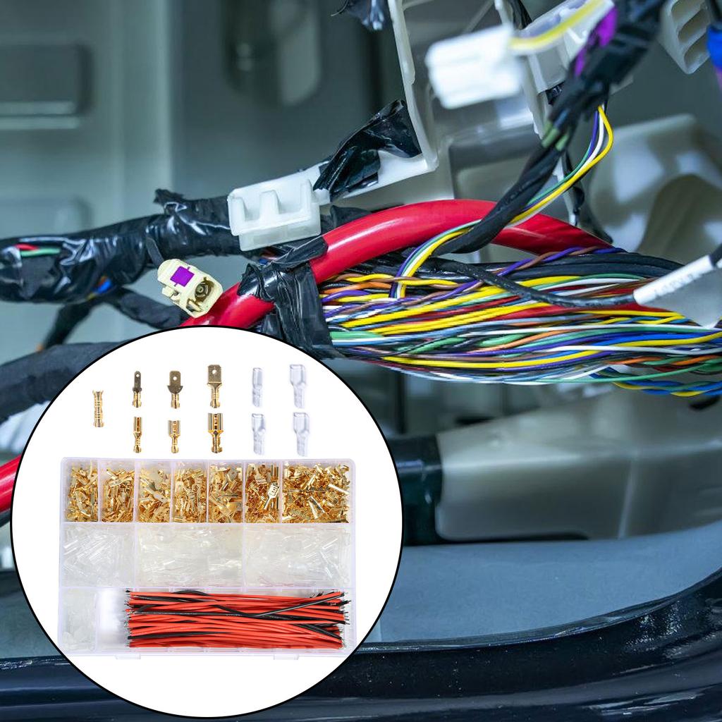 810pcs Spade Connector Set With Male/Female Terminals Comprehensive Stable Spade Terminals Set for Corrosions Resistance