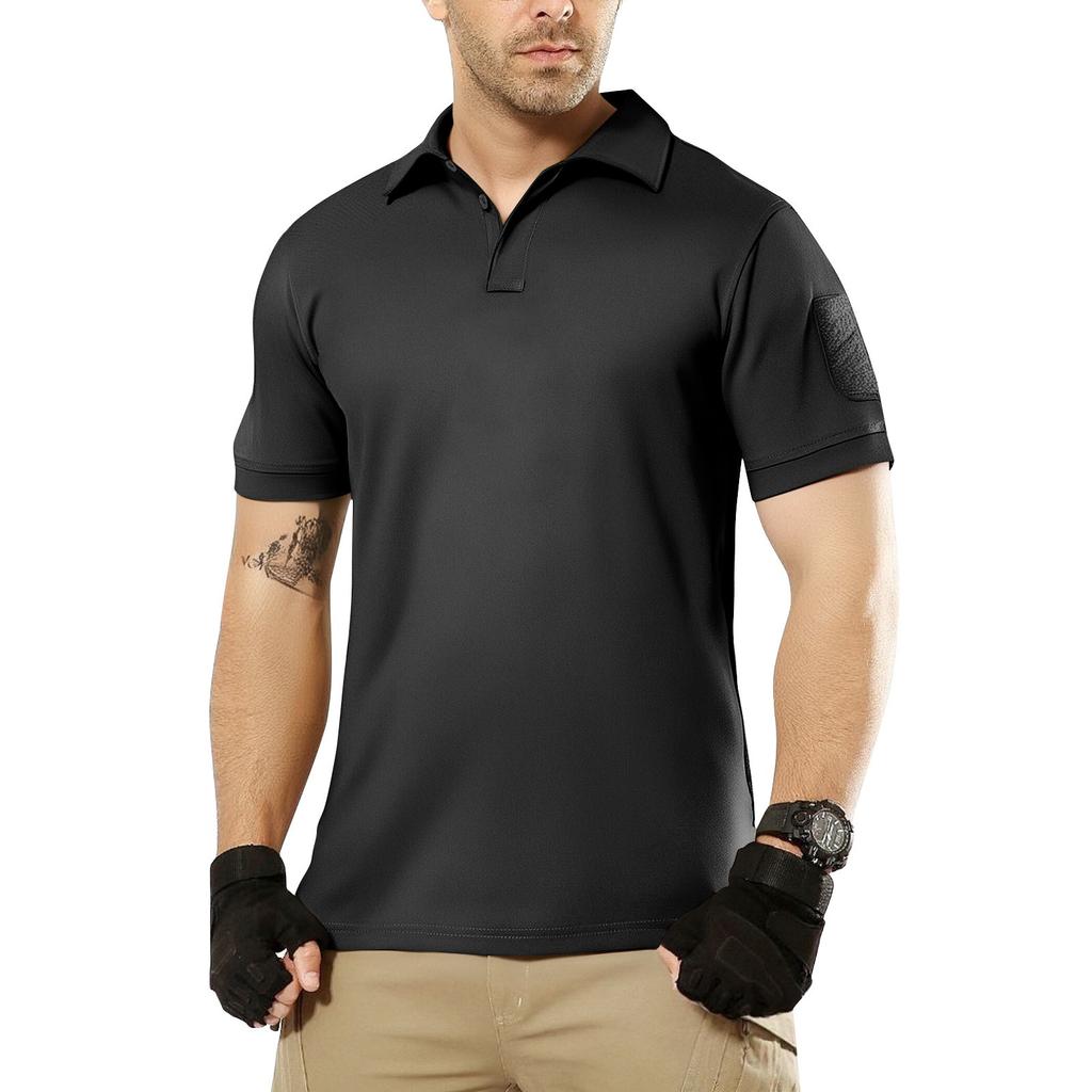 Men's Summer Solid Color Button Lapel Loose Short Sleeve Top