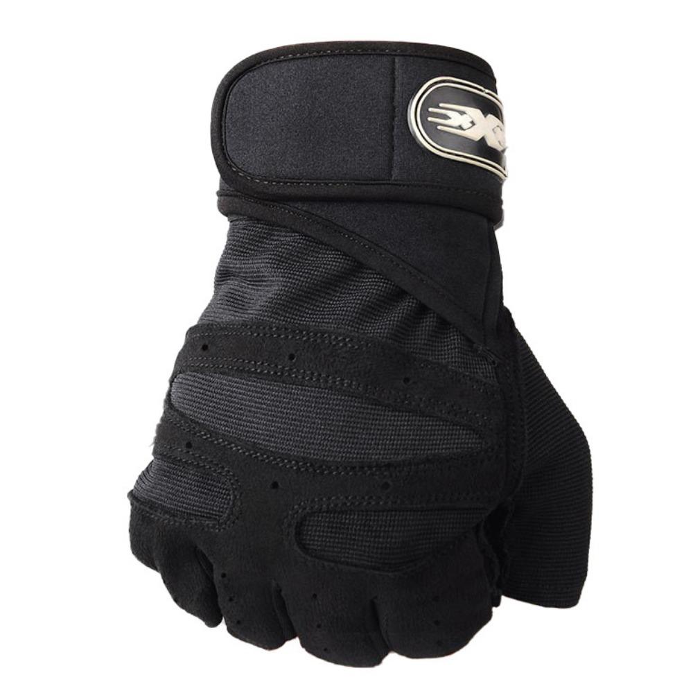 

Фитнес-перчатки Мужские и женские дышащие удлиненные напульсники Тяжелая атлетика фитнес специальные уличные спортивные перчатки с полупальцами для велоспорта XL чёрный