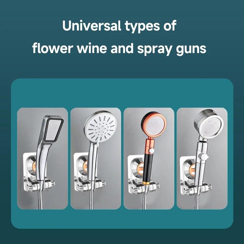 Showerhead Holder Suction Cup Holder Adjustable Detachable Hanging Rack Plating Shower Head Holder Bathroom Wall Mount Bracket