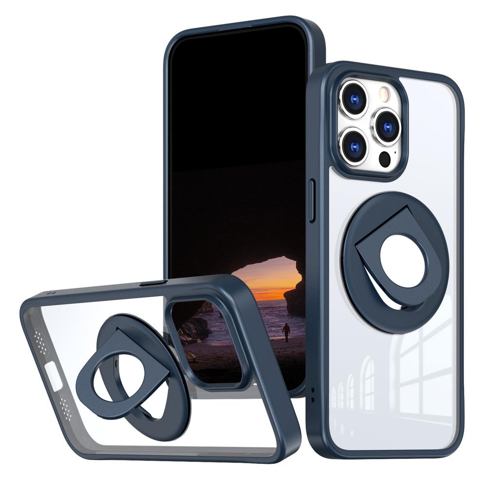 For IPhone 14/15/16 Pro Phone Case Ring Rotating Bracket for Apple 16 Plus Magnetic Transparent Case