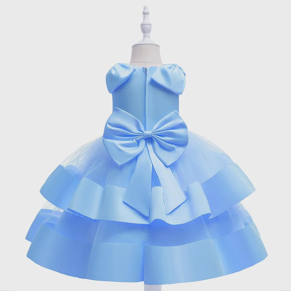 Girls' Satin Beaded Princess Dress - Children's Cake Mesh Evening Gown