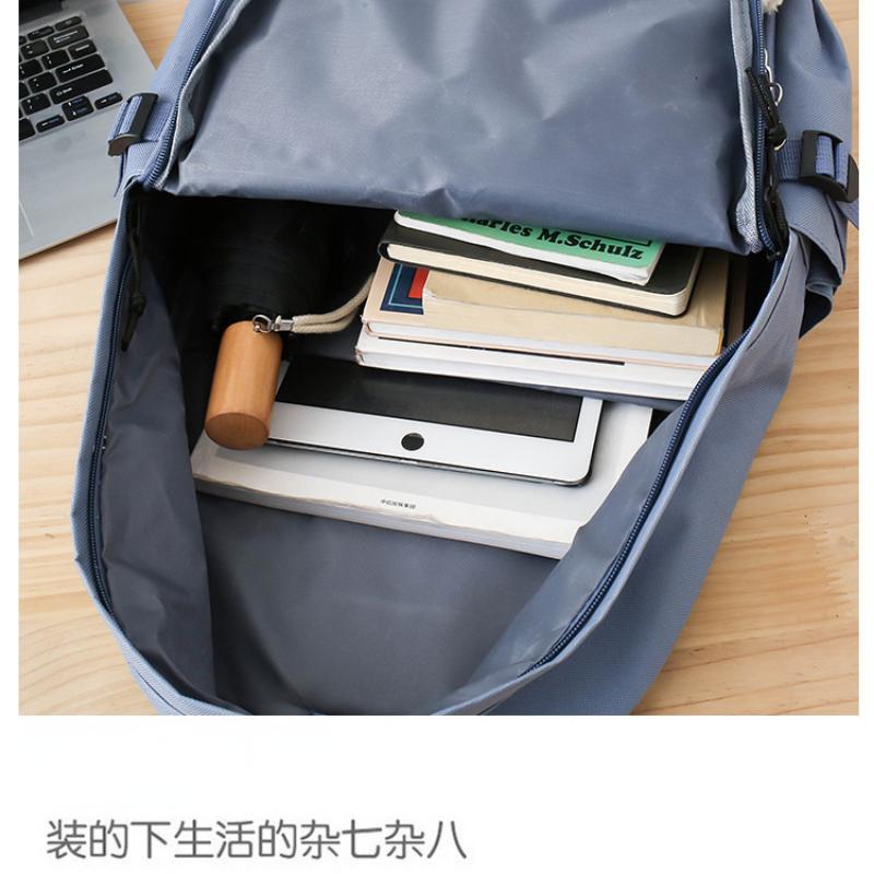 Middle School Backpack Bear Pendant High Capacity Campus Knapsack Contrast Color Men Women's 5 Piece Backpack Shoulder Bag Crossbody Pouch Pencil Case