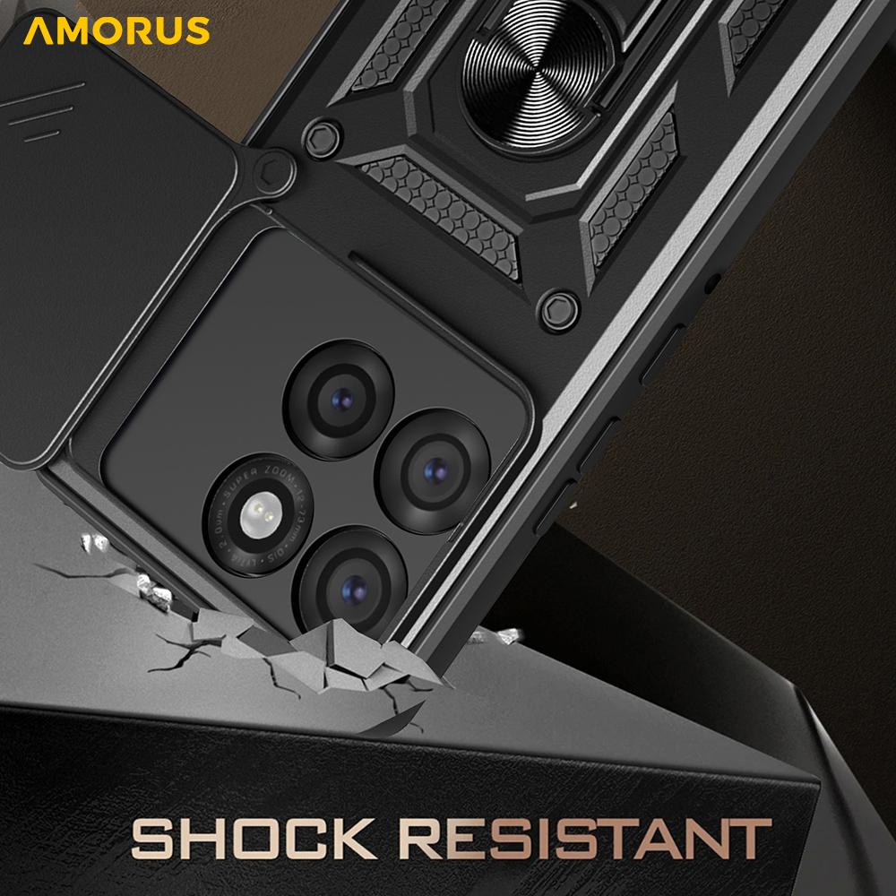 AMORUS For Motorola Edge 60 Pro 5G Case Kickstand PC+TPU Phone Cover with Camera Lens Slider