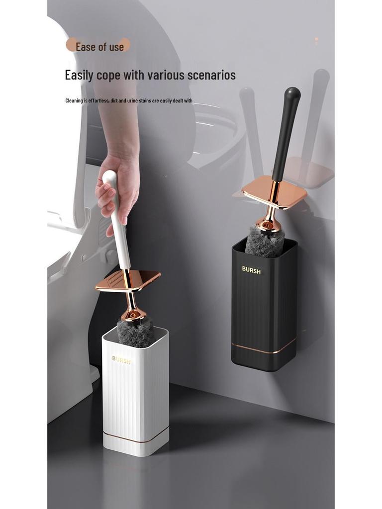 Wall-Mounted Silicone Toilet Brush with Storage Rack - No Dead Angles, Perfect for Bathroom Cleaning