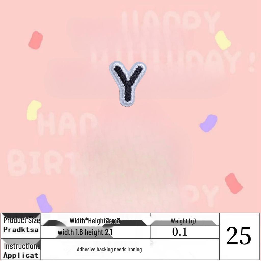 Black English Letter Iron-On Embroidery Cloth Patch for Clothing