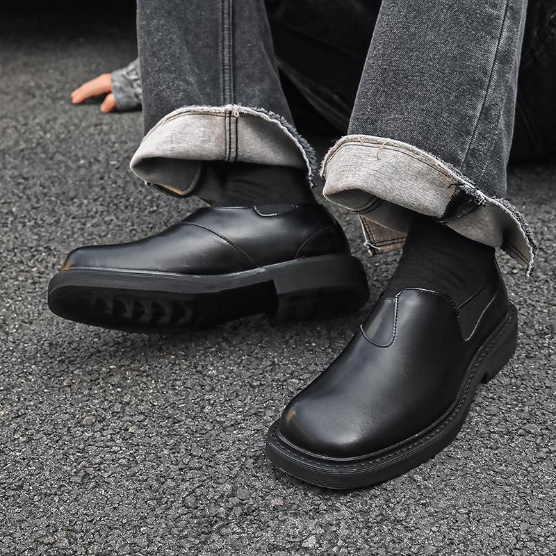 Men's Leather Shoes New Autumn Niche British Casual Men's Shoes Thick Sole Heightening Big Head Derby Tide Shoes 68661-J