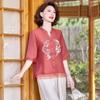 Hongdou New Chinese Style Spring Shirt Set for Middle-Aged Women
