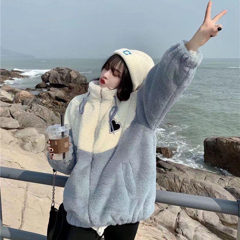 2024 Women's Lambskin Jacket: Trendy Korean-Style, Loose, Thickened, Autumn & Winter Coat for Junior & High School Students