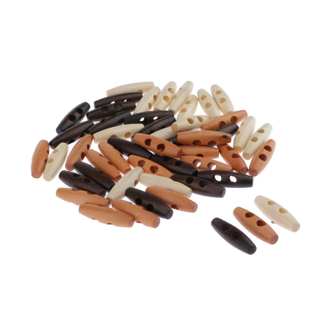 Horn Shape Wooden Toggle Buttons Multicolor Sewing Accessories for Handmade Clothes Bags Knitting Craft Embellishments