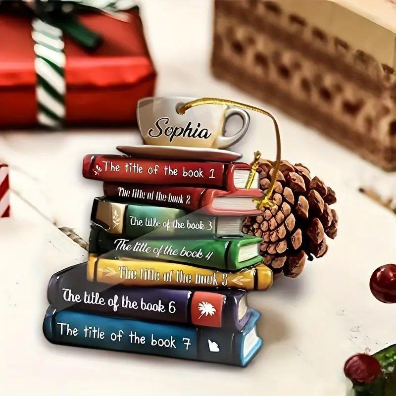 Adorable Cartoon Themed Book Lover Ornament Vintage Acrylic Car Interior Decor