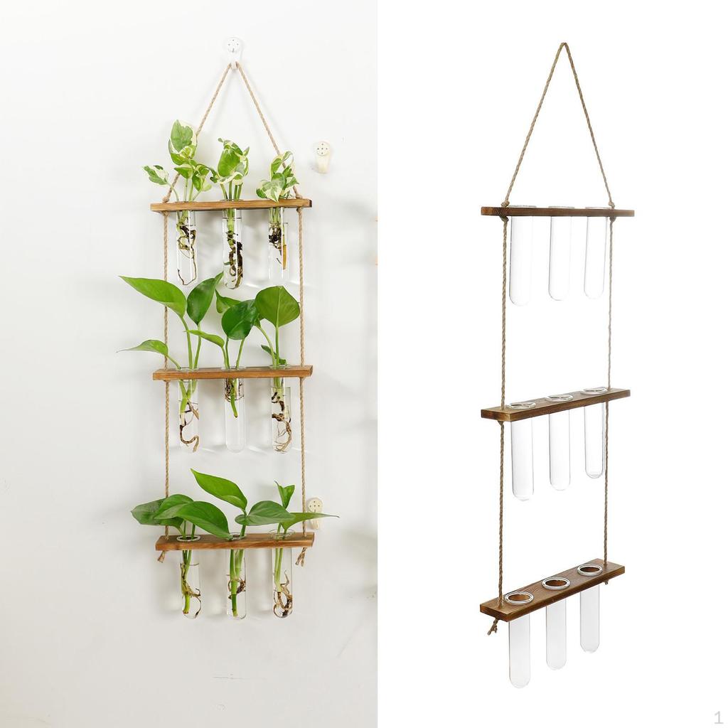 Plant Stand,Plant Container w/ Wooden Stand,Wall Hanging Planter Modern Flower Bud Vase Stand, Decor