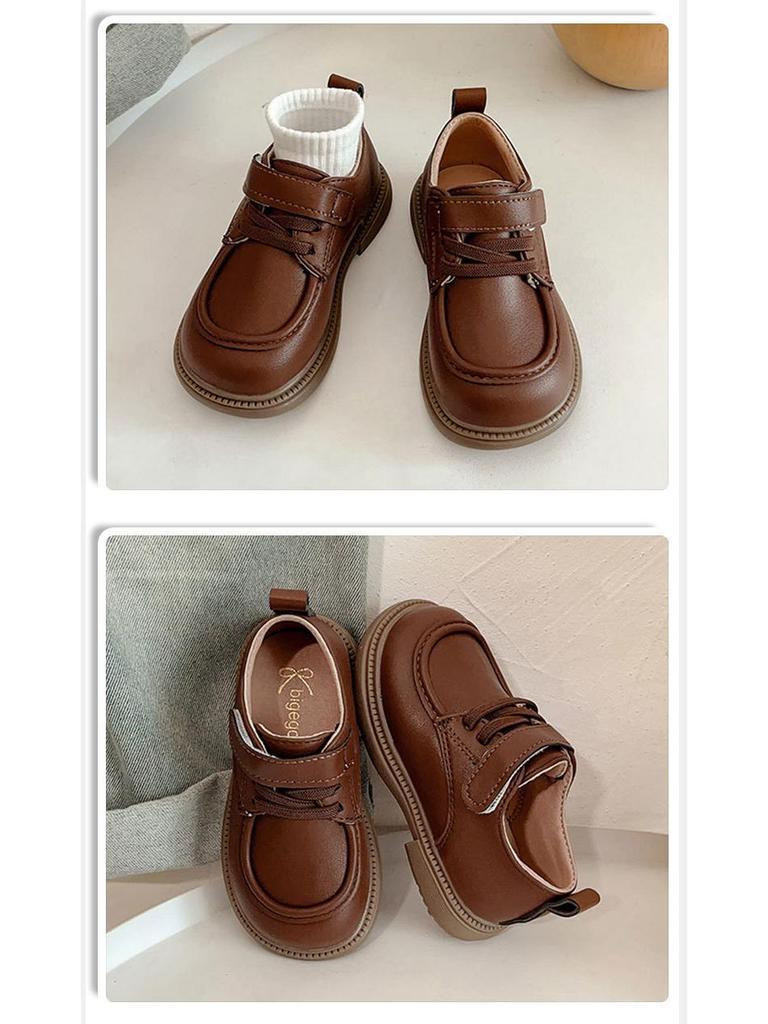 Kinder-Leder-Schuhe mit weicher Sohle - Mädchen Frühling/Herbst Britischer Stil Lässig & Bequem Rutschfeste Lauflernschuhe für Kleinkinder