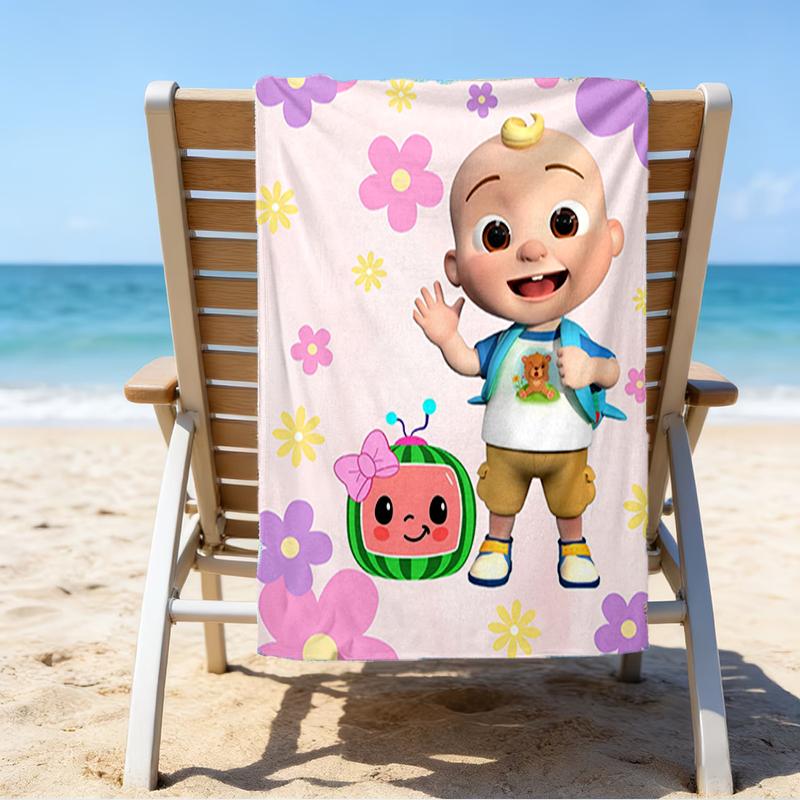 Ultra-Soft Beach Towel with Cocomelon Theme,Ideal for Pool - Camping, Diving - Perfect Travel Essential, Vibrant Beach Towel.