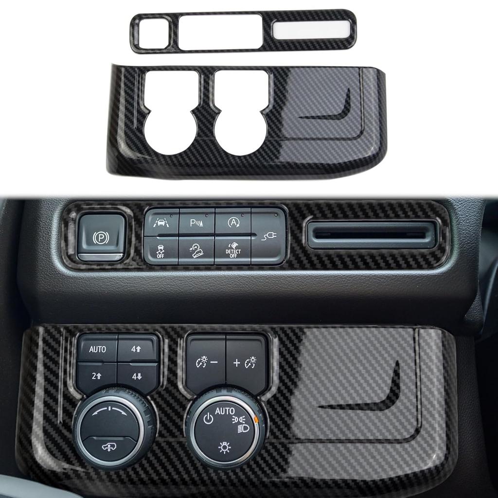 Carbon Fiber Side Console Headlight Switch Panel Cover Trim Accessories for 2021-2024 Chevy Tahoe Suburban for 2021-2024 GMC Yukon