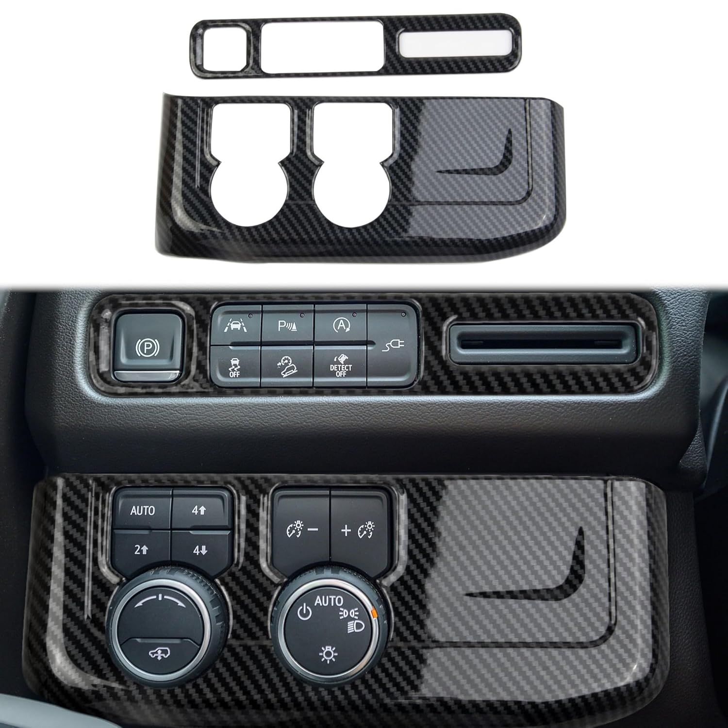

Carbon Fiber Side Console Headlight Switch Panel Cover Trim Accessories for 2021-2024 Chevy Tahoe Suburban for 2021-2024 GMC Yukon