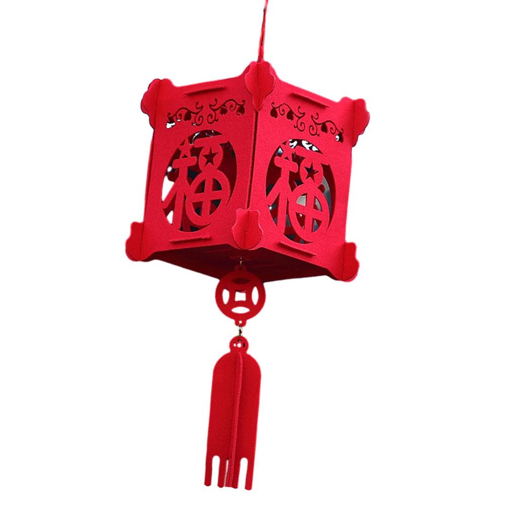 Chinese Lantern Decorative Lucky Cube 3D Chinese New Year Lantern Felt for Celebration Indoor Outdoor Wedding Home Decor