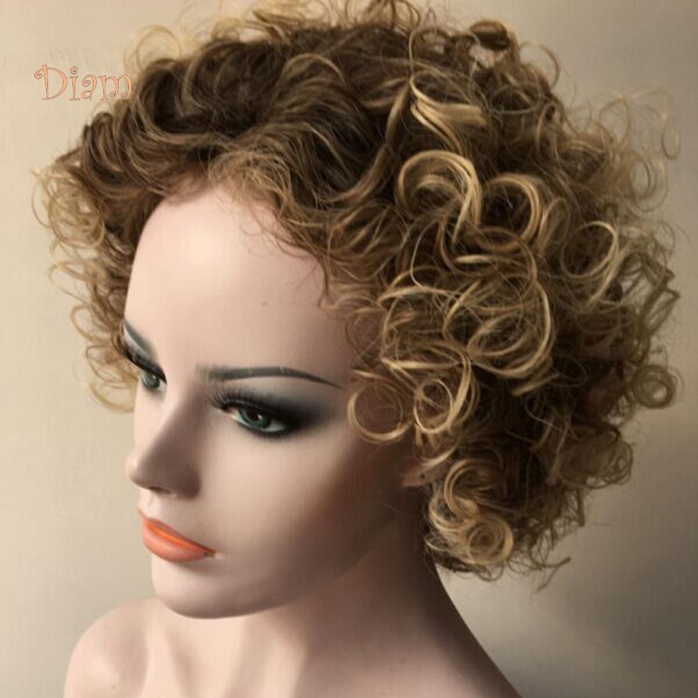 Women Solid Color Shoulder Length Curly Wig Cosplay Costume Synthetic Hairpiece Hair Accessories