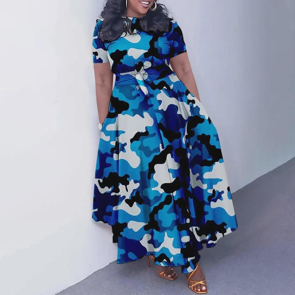 2024 Noua rochie din dantela africana pentru femei: Cu mâneci scurte, leagăn mare, mărime Plus, modă elegantă