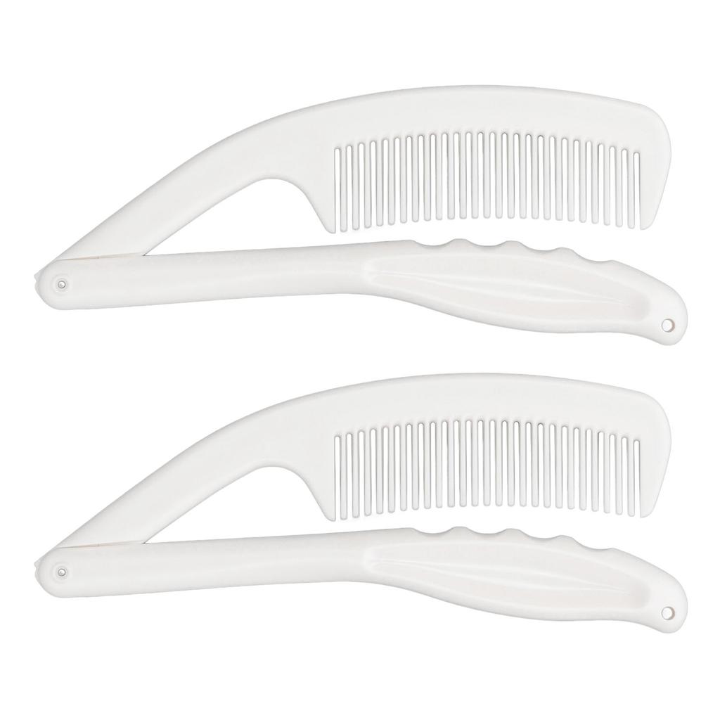 2pcs Long Curved Handle Comb Fodable Portable Convenient Hair Care Comb for Elderly Disabled People