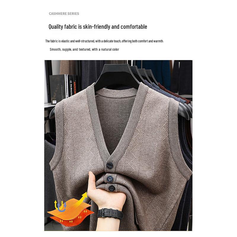 Luomeng Men's Thickened V-Neck Knit Cardigan Vest