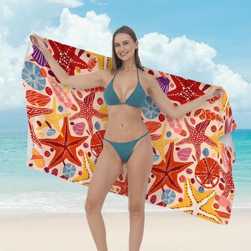 Ultrafine Microfiber Quick-Dry Beach Towel Adults Digital Print Sports Swim Cover-Up Gym Fitness Lightweight Absorbent Blanket