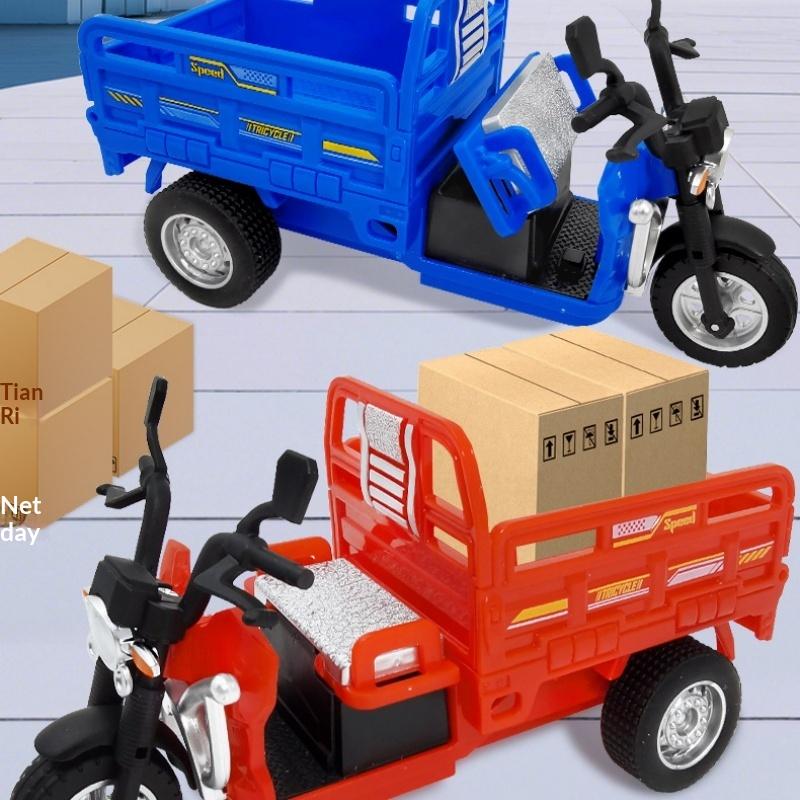 1 Stück Realistische Rückzieh-Transportfahrzeugmodelle 1:15er Maßstab Dreirad Simulationsmodell Spielzeugauto Jungen Geschenke Ornamente