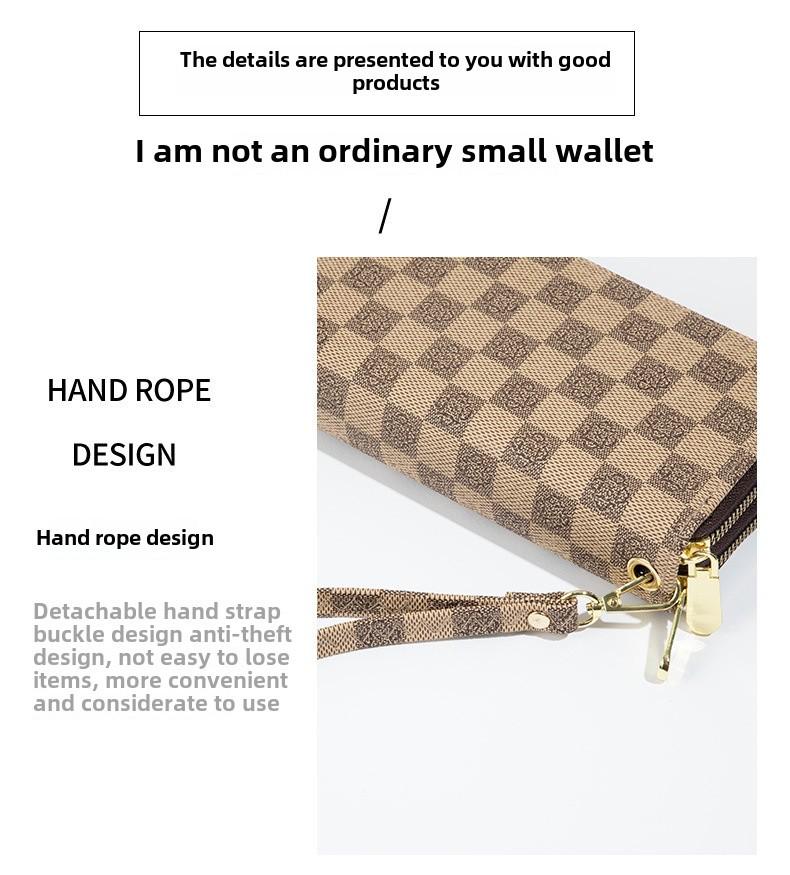 2022 Women's Checkerboard Print Clutch: Retro Large Capacity Wallet with Double Zipper for Phones