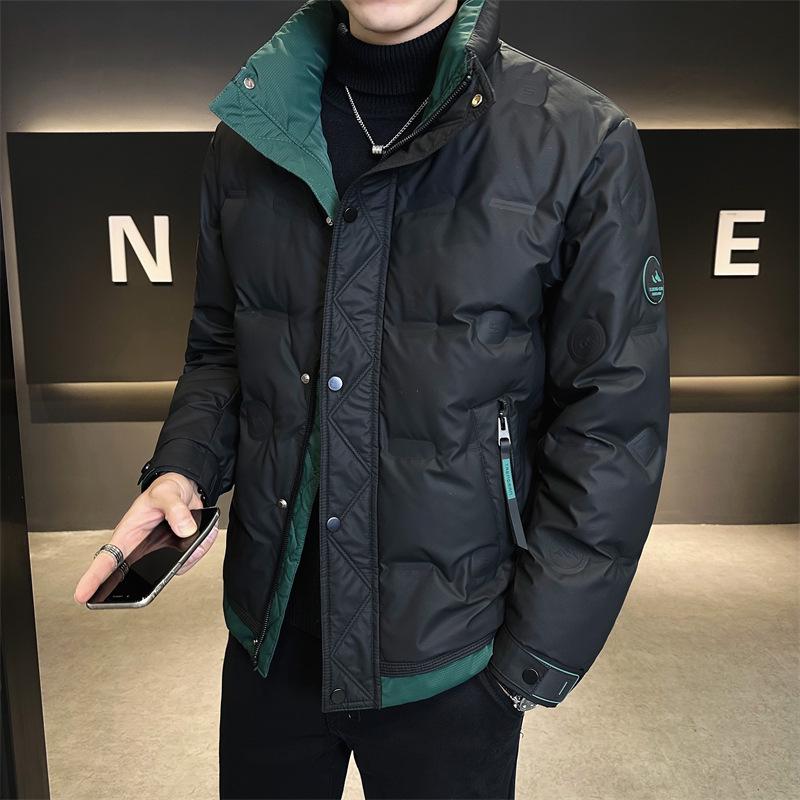 Men s 2023 Winter Stand Collar Patchwork White Duck Down Jacket 2XL