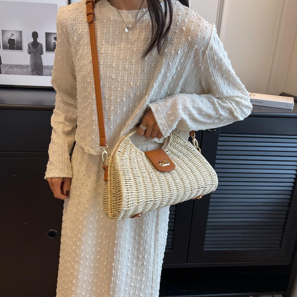 Women Crossbody Bags Summer Woven Shell Female Holiday Tote Bag Handmade Fashion Casual Simple Elegant Lady Straw Bag