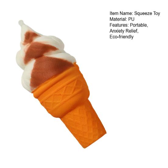 Ice Cream Cone Squeeze Toy Slow-Rising PU Fidget for Stress Relief Soft