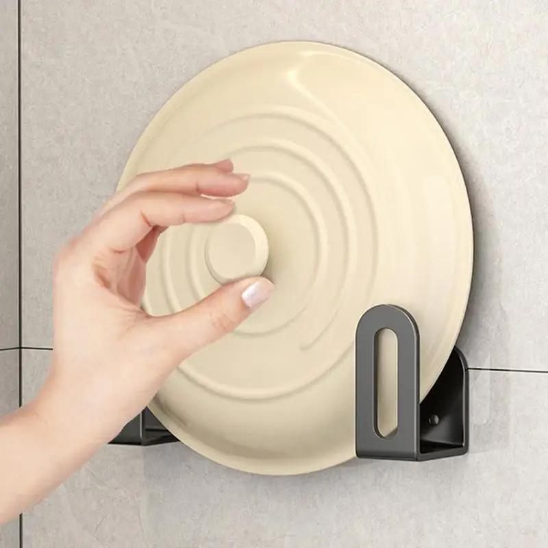 2pcs Pot Lid Holders Inside Cabinet Wall Mount Pot Lid Hanger No Drilling Adhesive Vertical Cookware Storage Rack for Kitchen