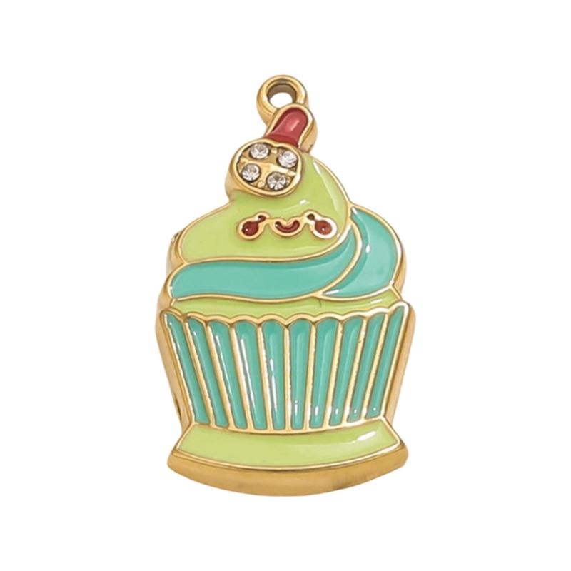 

Summer Ice Cream/Cup/Phone Pendant Charm Stainless Steel Jewelry Accessory for DIY Crafts Keychain Decoration